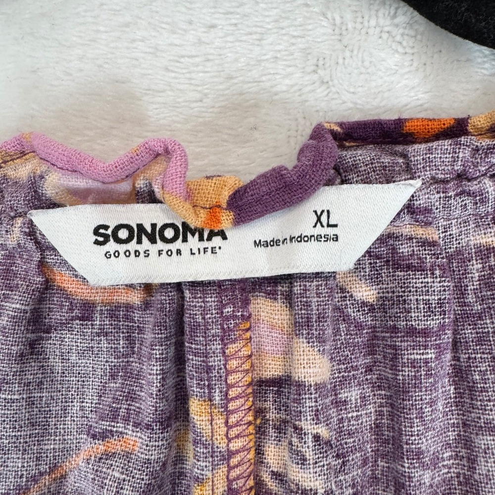 Sonoma Goods For Life Purple Floral Linen Blend Sleeveless Tiered Dress XL - Picture 4 of 9